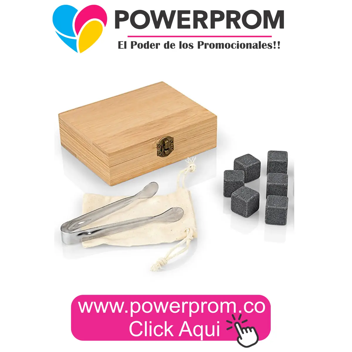 Whiskey stones en bambú personalizadas en Chapinero, Usaquén, Suba, Medellín y Barranquilla