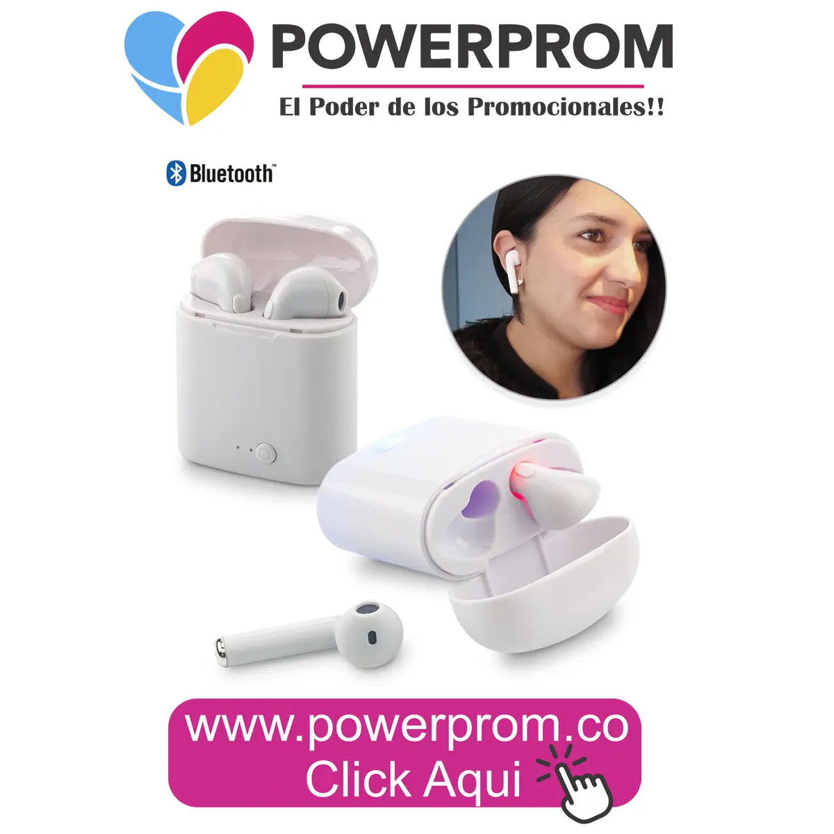 Audífonos Bluetooth personalizados, regalo corporativo para Amor y Amistad en Bogotá, Medellín, Cali y Barranquilla – Powerprom