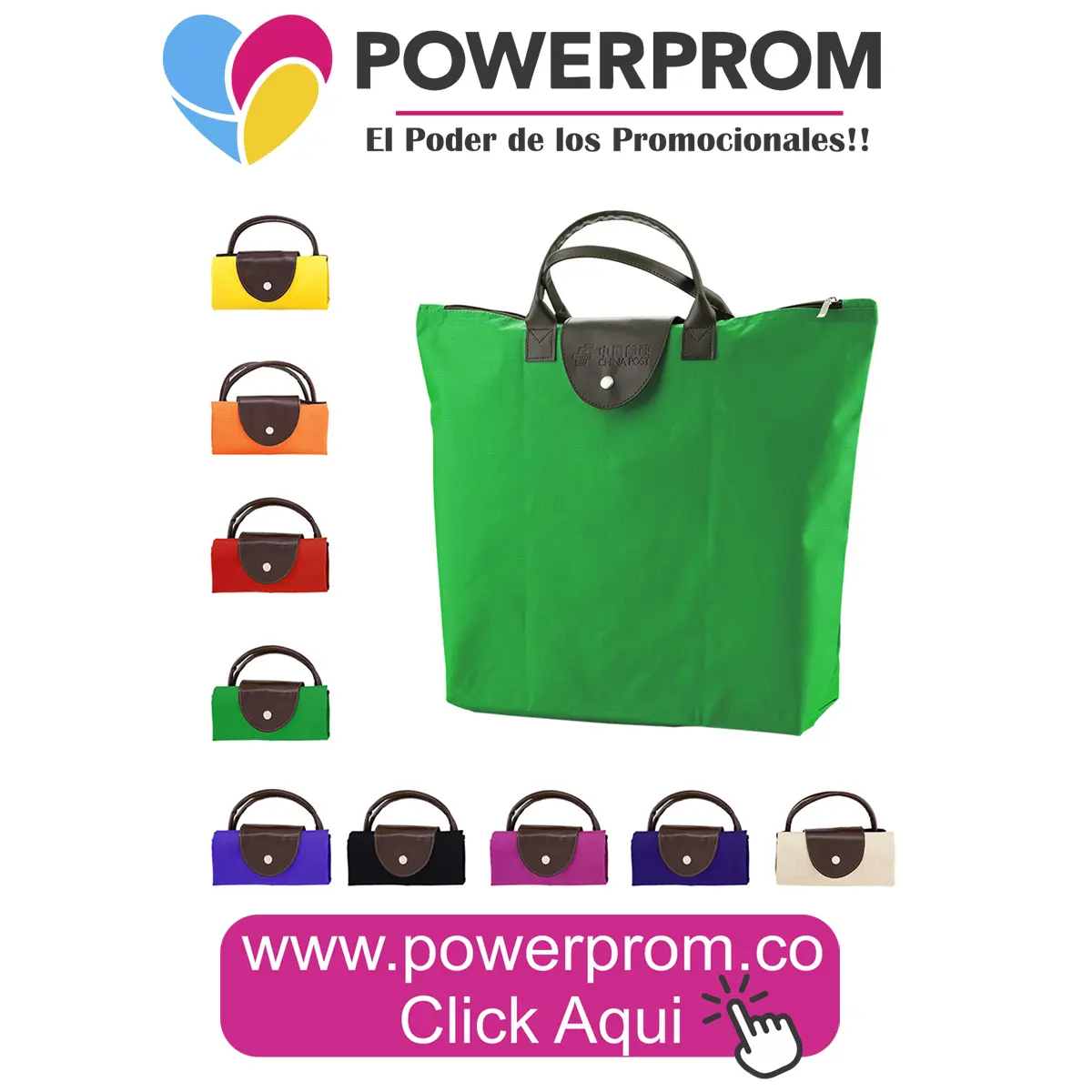 Bolso plegable promocional, regalo ecológico para Amor y Amistad en Bogotá, Cali, Medellín y Cartagena – Powerprom