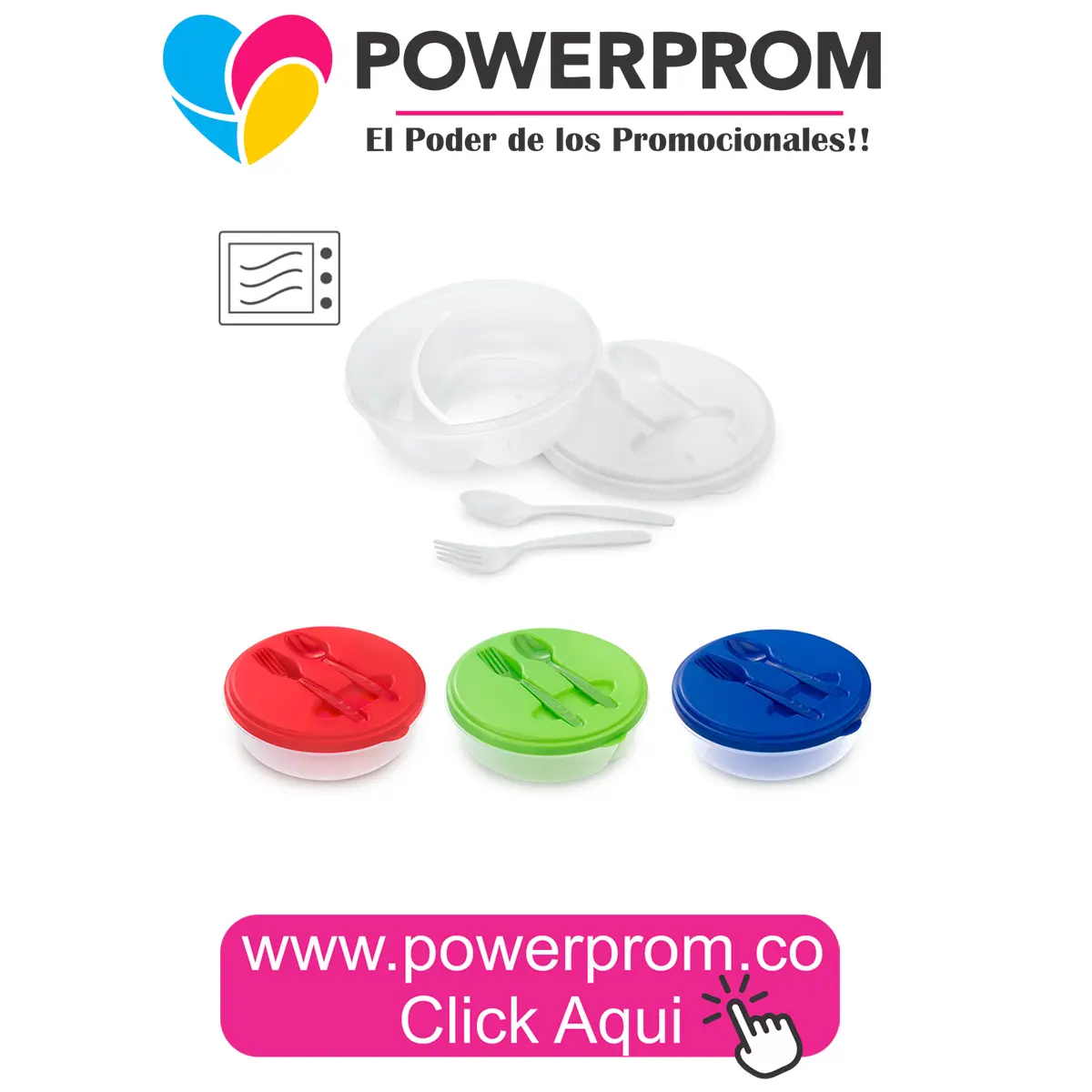 Portacomidas plásticos personalizados, regalo promocional práctico Amor y Amistad en Bogotá y Colombia – Powerprom