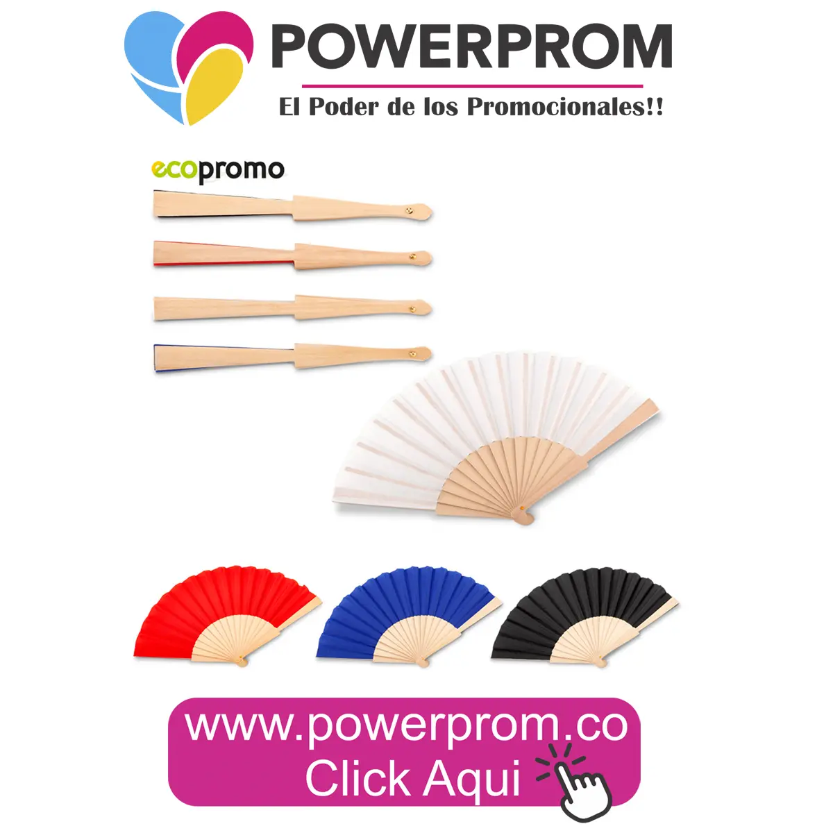 Abanico en Madera personalizado con logo para eventos y marcas en Colombia