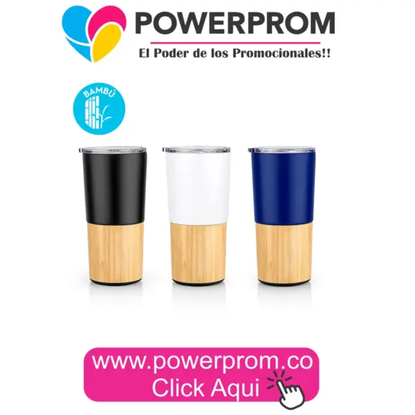 Vaso Bambú Mix 550 ml 18 oz personalizable con fibras naturales