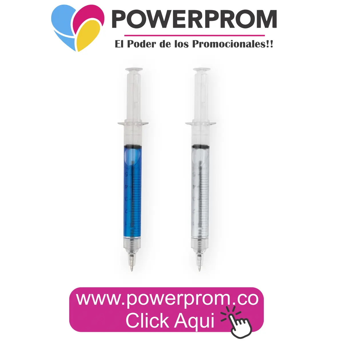 Bolígrafo Jeringa plástico personalizado para sector salud y campañas médicas – Colombia