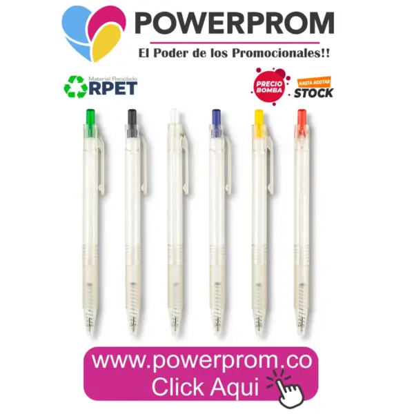 Bolígrafo Gamma RPET ecológico personalizado con logo en Colombia
