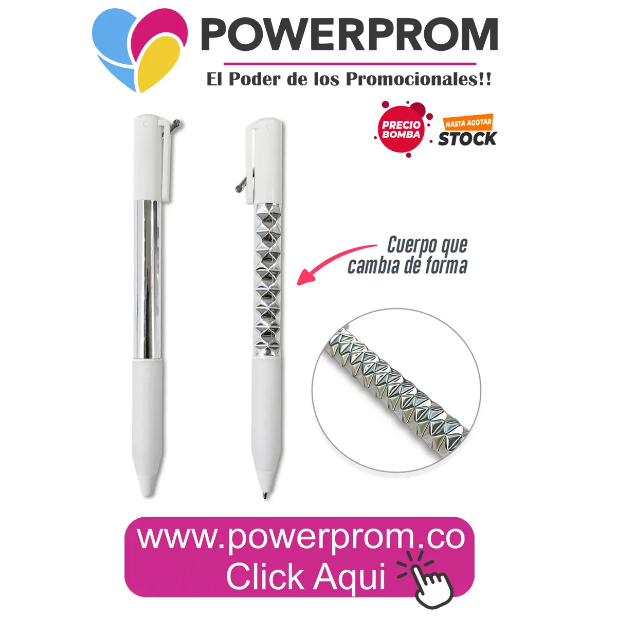 Bolígrafo Holographic plástico con efecto holográfico personalizado en Colombia