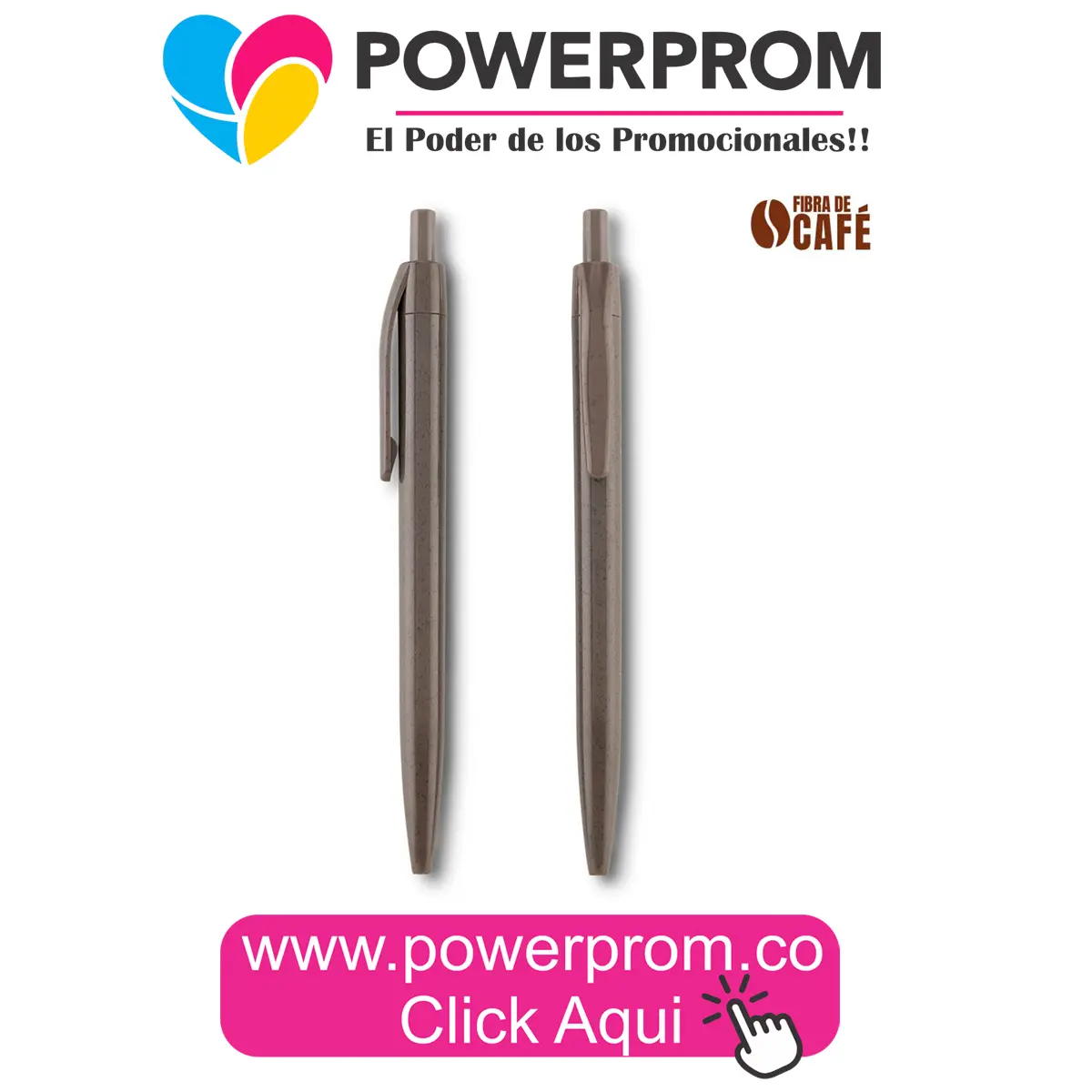 Bolígrafo Vinnie-Coffee plástico en tonos café personalizado – Colombia