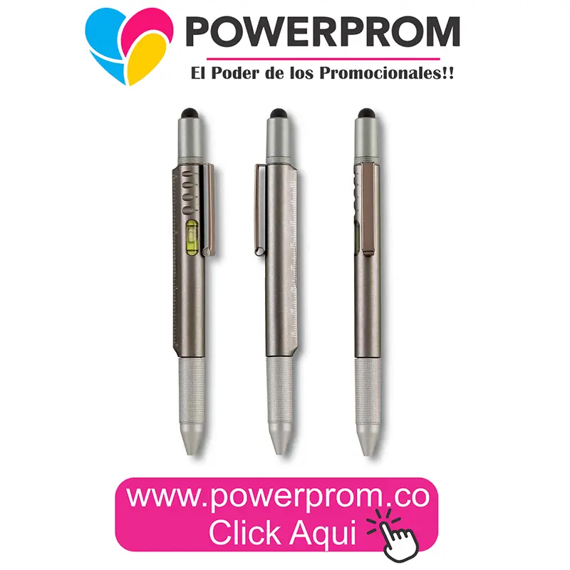 Bolígrafo X-tool 6 en 1 personalizado con logo para regalos corporativos en Bogotá y Colombia.