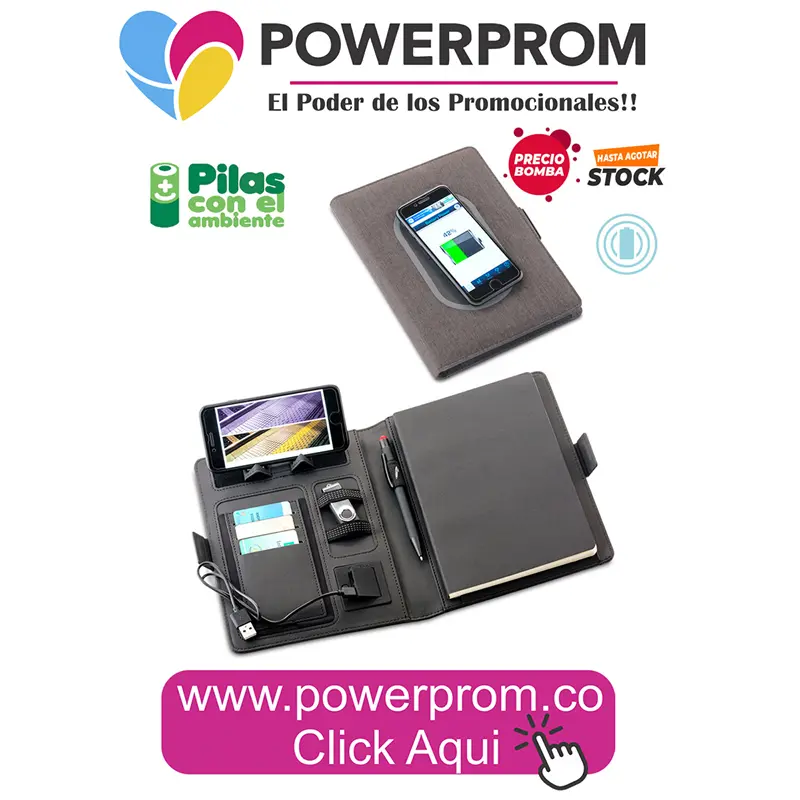 cargador inalámbrico multiorganizador personalizado con logo para empresas en Bogotá (Usaquén, Chapinero, Suba, Engativá, Fontibón, Kennedy, Bosa, etc.) y principales ciudades de Colombia (Medellín, Cali, Barranquilla, Bucaramanga, Cartagena, Pereira, Manizales, entre otras).