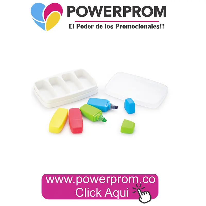 Set de Resaltadores en Gel x4 Cubos Personalizado | PowerProm Colombia