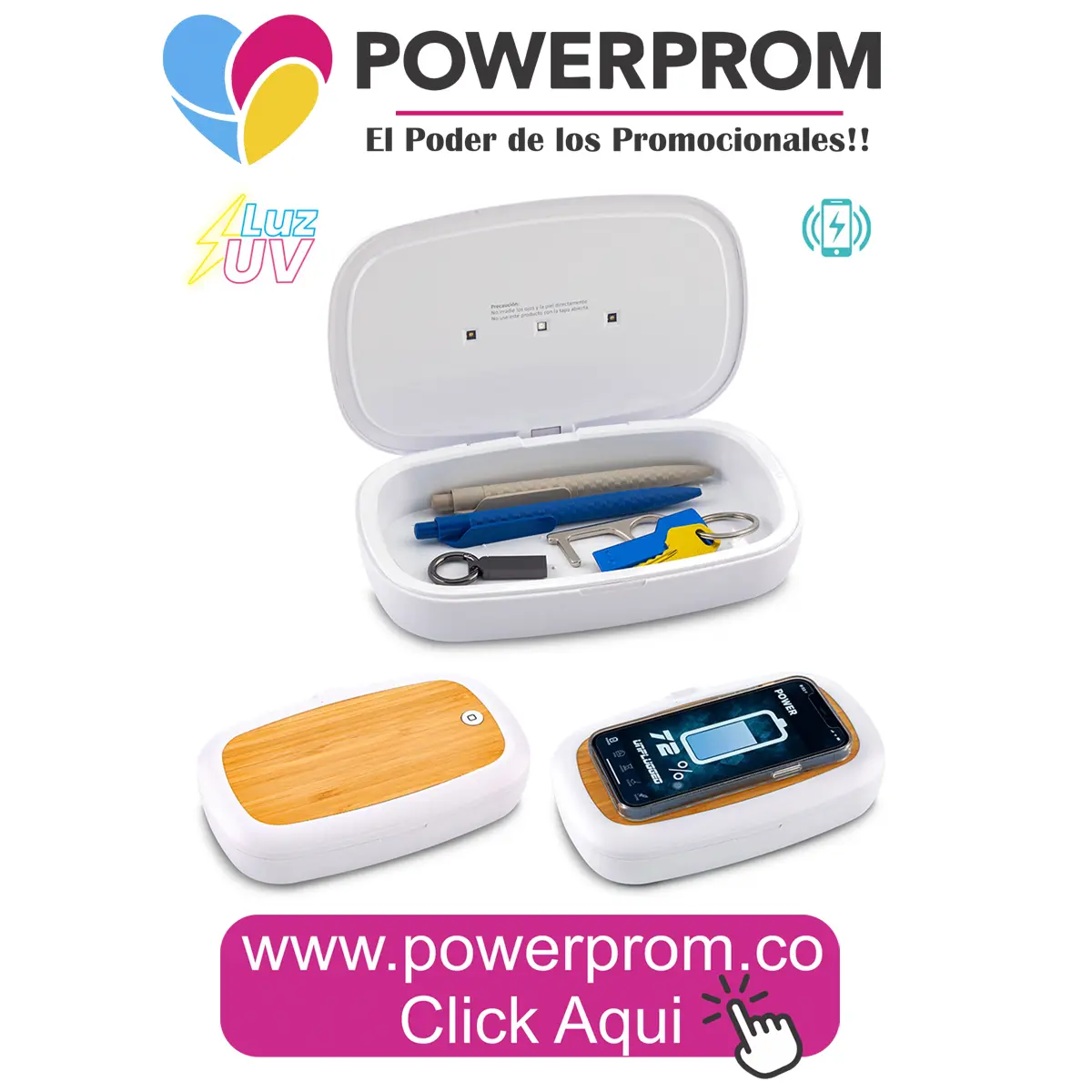 Esterilizador con Luz UV LED Klean Bamboo personalizado para empresas en Colombia