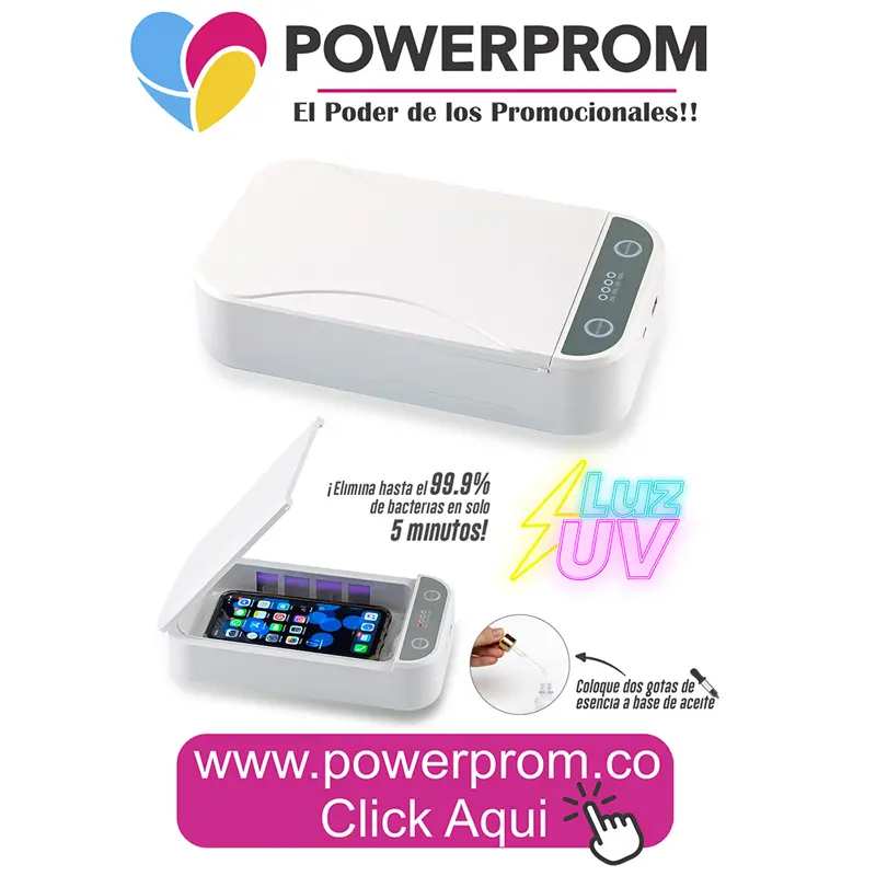 esterilizador con luz UV Smart personalizado con logo empresarial en Bogotá y principales ciudades de Colombia.