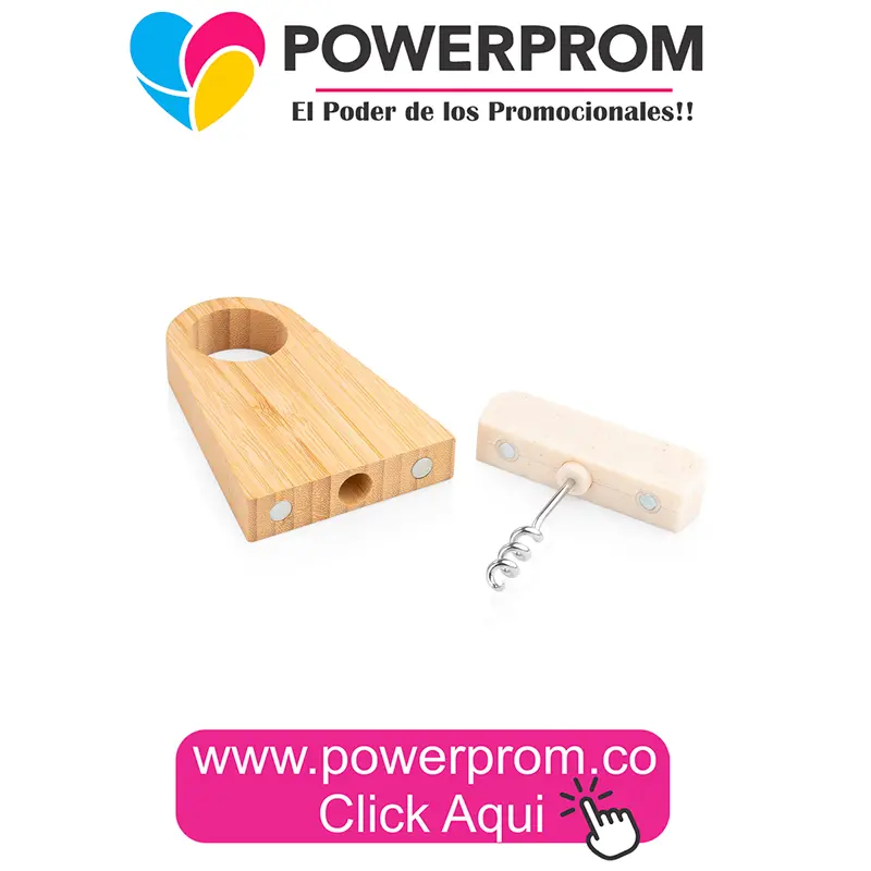HO0404 Sacacorchos Bambú personalizado con logo para regalos corporativos en Bogotá y Colombia.
