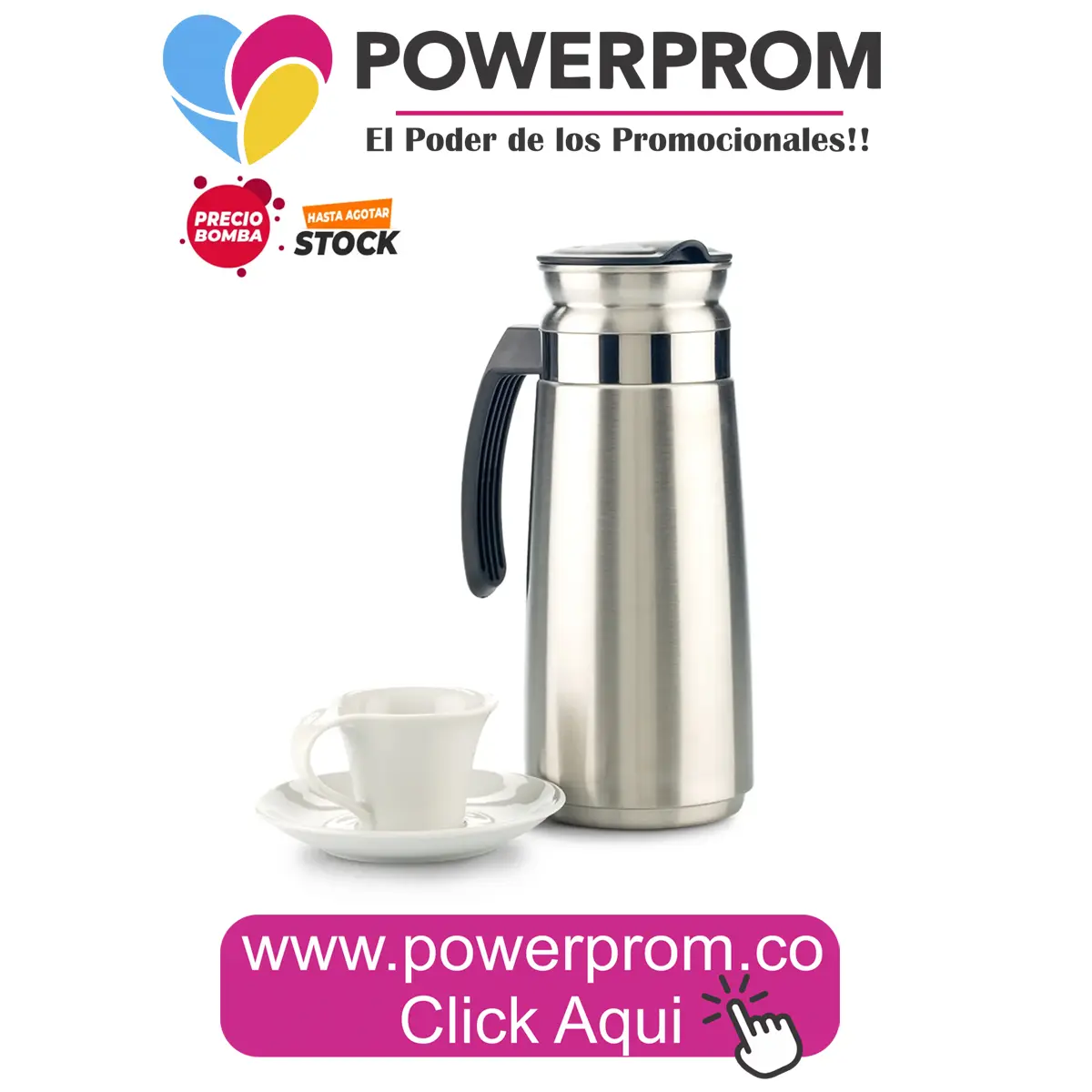 Jarra Cafetera en acero inoxidable Coffee 1.3 L personalizada PowerProm Bogotá Colombia