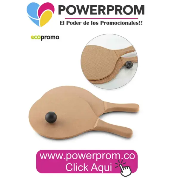 Juego de Raquetas Wood Beach en madera personalizado para marcas en Colombia