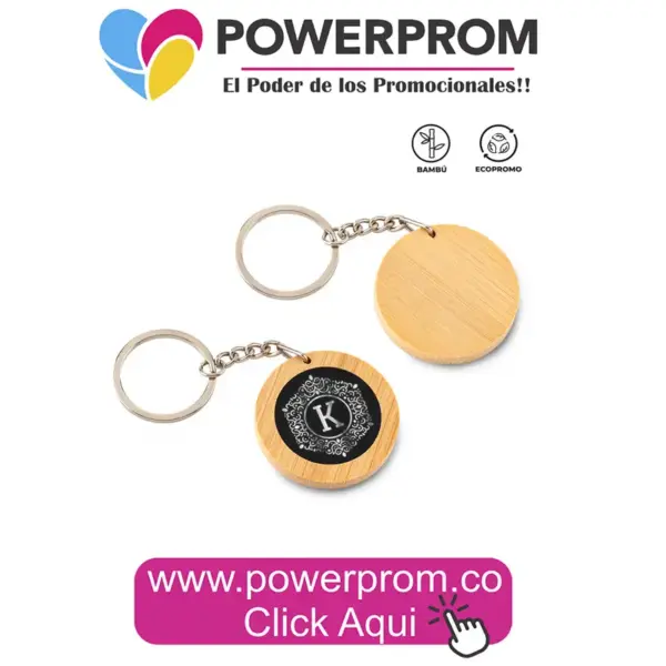 Llavero ecológico en bambú circular personalizado con grabado