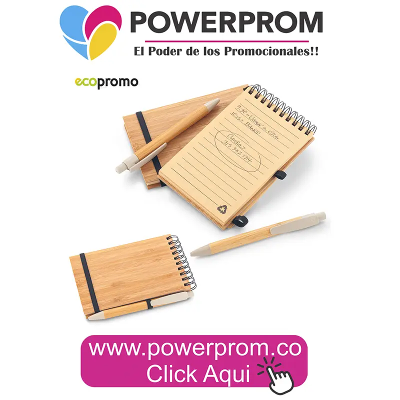 Libreta con Bolígrafo Bamboo personalizada eco friendly – Colombia