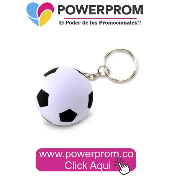 Llavero antiestrés en forma de balón de fútbol personalizado con logo