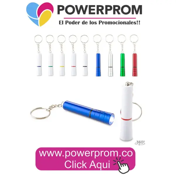 Llavero linterna Puck redondo con logo – Colombia