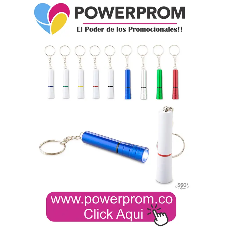 Llavero linterna Puck redondo con logo – Colombia