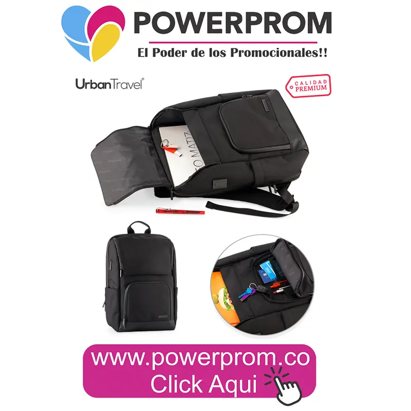 Morral ejecutivo Backpack Circuit Urban Travel personalizado con logo empresarial, entregas en Bogotá (Usaquén, Chapinero, Suba, Engativá, Fontibón, Kennedy, Bosa, Tunjuelito, San Cristóbal, Teusaquillo, Puente Aranda, Barrios Unidos, Santa Fe, Antonio Nariño, Rafael Uribe Uribe, Ciudad Bolívar, Candelaria, Sumapaz) y en ciudades de Colombia como Medellín, Cali, Barranquilla, Bucaramanga, Cartagena, Pereira, Manizales, Cúcuta, Ibagué, Villavicencio, Pasto, Montería, Santa Marta, Armenia y Neiva.