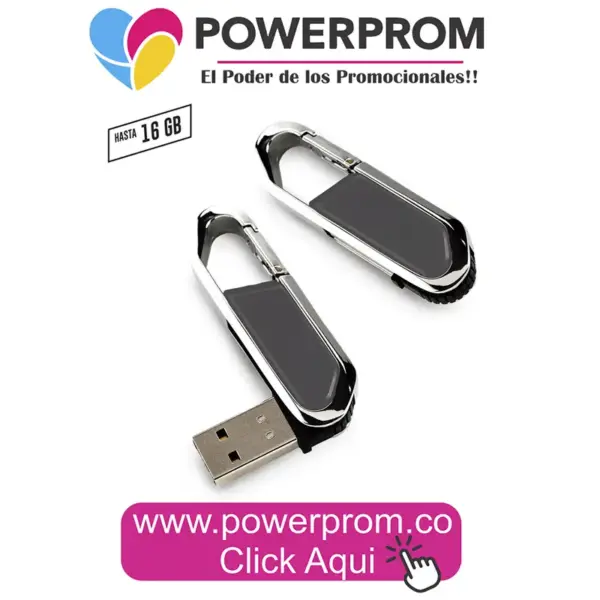 Memoria USB Carabinero con gancho tipo mosquetón personalizada