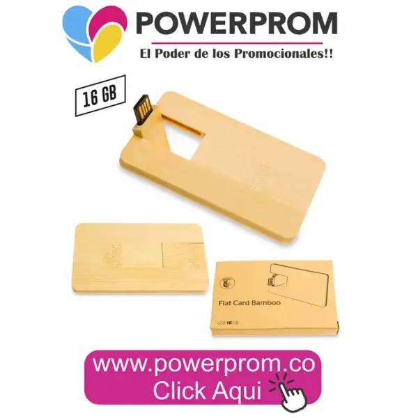 Memoria USB tipo tarjeta en bambú Zilda Bamboo personalizada