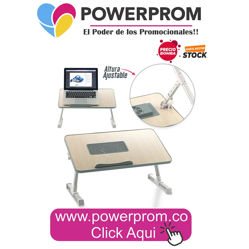 mesa para laptop Fold Desk personalizada con logo empresarial en Bogotá y principales ciudades de Colombia.