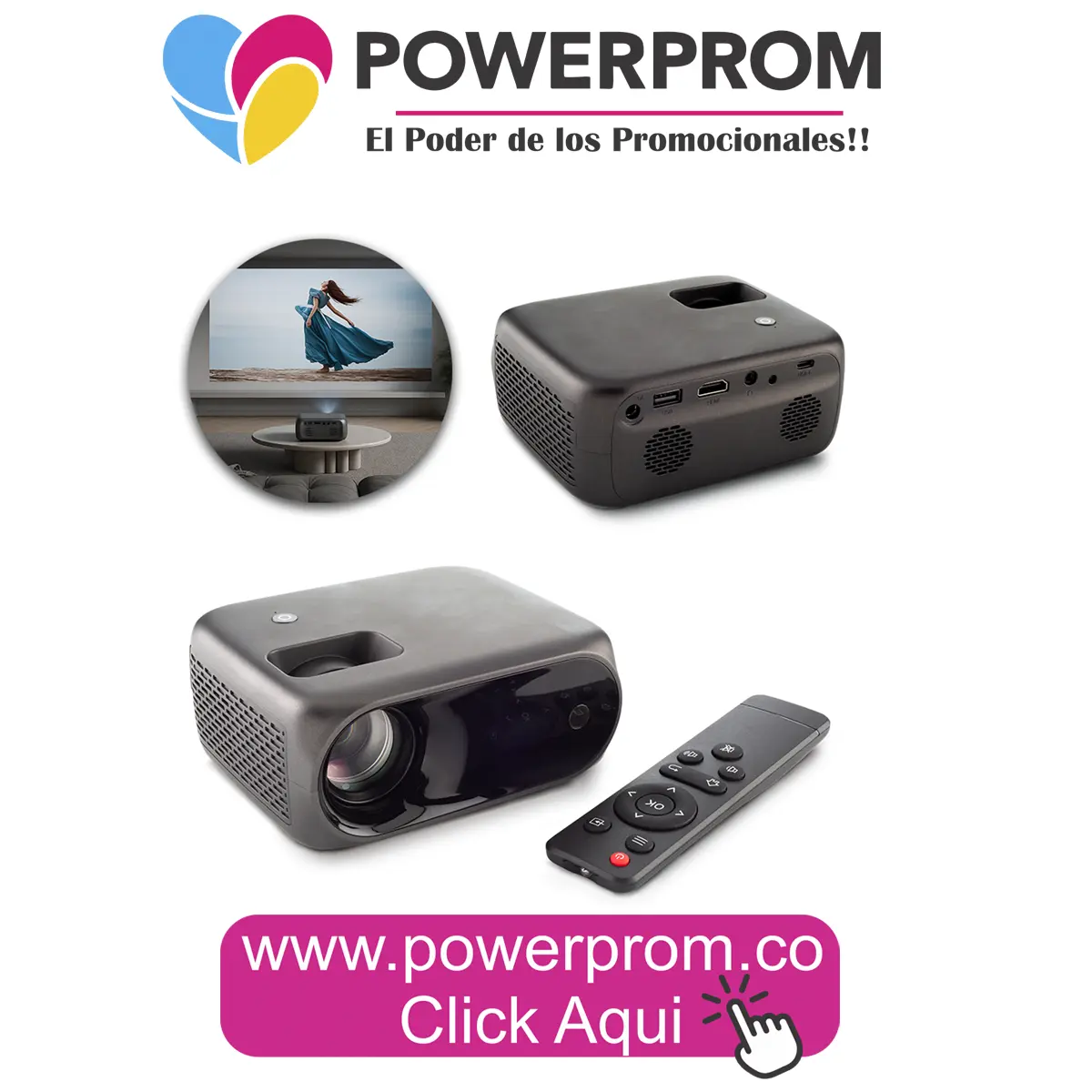 Mini Proyector LCD copia personalizado para presentaciones y regalos tech – Colombia