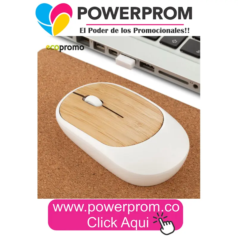 mouse ecológico Bamboo personalizado con logo empresarial en Bogotá y principales ciudades de Colombia.