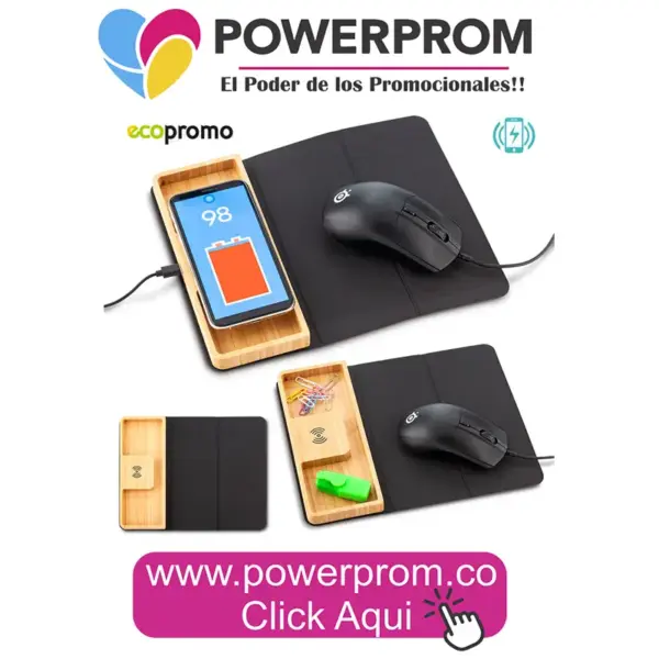Mouse Pad con cargador inalámbrico personalizado Dexter PowerProm – regalos corporativos personalizados en Bogotá (Usaquén, Chapinero, Suba, Engativá, Fontibón, Kennedy, Bosa, Tunjuelito, San Cristóbal, Teusaquillo, Puente Aranda, Barrios Unidos, Santa Fe, Antonio Nariño, Rafael Uribe Uribe, Ciudad Bolívar, Candelaria, Sumapaz) y ciudades como Medellín, Cali, Barranquilla, Bucaramanga, Cartagena, Pereira, Manizales, Cúcuta, Ibagué, Villavicencio, Pasto, Montería, Santa Marta, Armenia y Neiva.