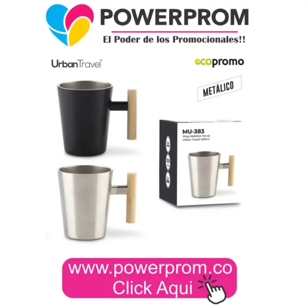 Mug metálico Torval Urban Travel 400 ml personalizable