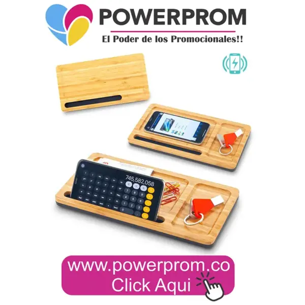 Organizador de escritorio en bambú personalizado con logo PowerProm – productos promocionales ecológicos Bogotá (Usaquén, Chapinero, Suba, Engativá, Fontibón, Kennedy, Bosa, Tunjuelito, San Cristóbal, Teusaquillo, Puente Aranda, Barrios Unidos, Santa Fe, Antonio Nariño, Rafael Uribe Uribe, Ciudad Bolívar, Candelaria, Sumapaz) y principales ciudades de Colombia.