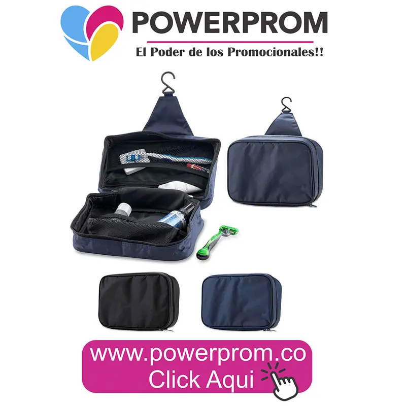 Organizador de viaje Hook II personalizado con logo de empresa. Entrega en Bogotá (Usaquén, Chapinero, Suba, Engativá, Fontibón, Kennedy, Bosa, Tunjuelito, San Cristóbal, Teusaquillo, Puente Aranda, Barrios Unidos, Santa Fe, Antonio Nariño, Rafael Uribe Uribe, Ciudad Bolívar, Candelaria, Sumapaz) y ciudades de Colombia.