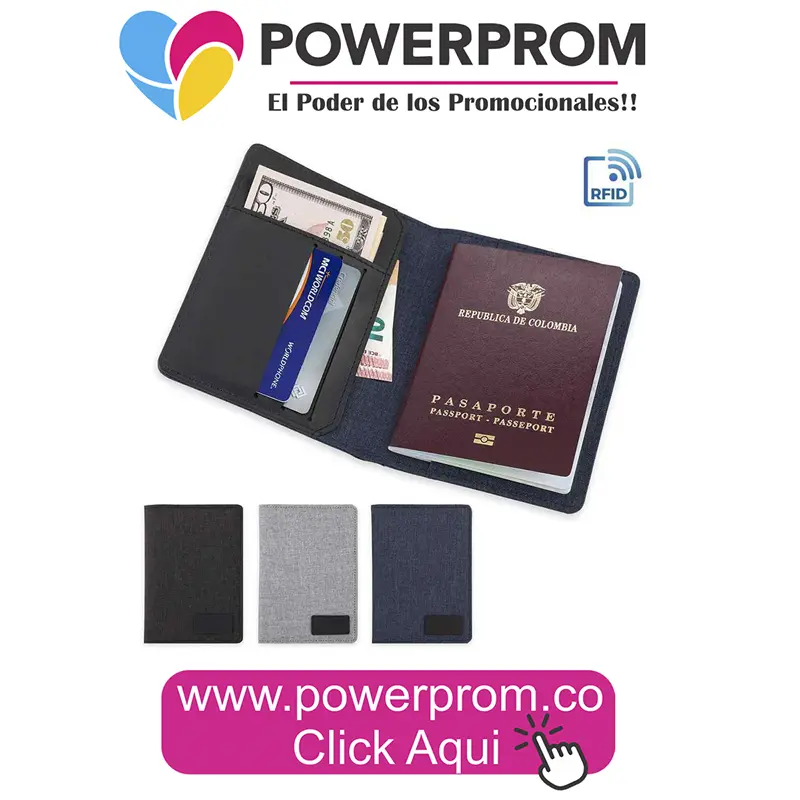 Portapasaporte Security personalizado con logo empresarial, ideal para viajes corporativos. Entrega en Bogotá (Usaquén, Chapinero, Suba, Engativá, Fontibón, Kennedy, Bosa, Tunjuelito, San Cristóbal, Teusaquillo, Puente Aranda, Barrios Unidos, Santa Fe, Antonio Nariño, Rafael Uribe Uribe, Ciudad Bolívar, Candelaria, Sumapaz) y principales ciudades de Colombia.