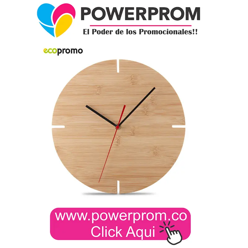 Reloj de pared en bambú personalizable para branding