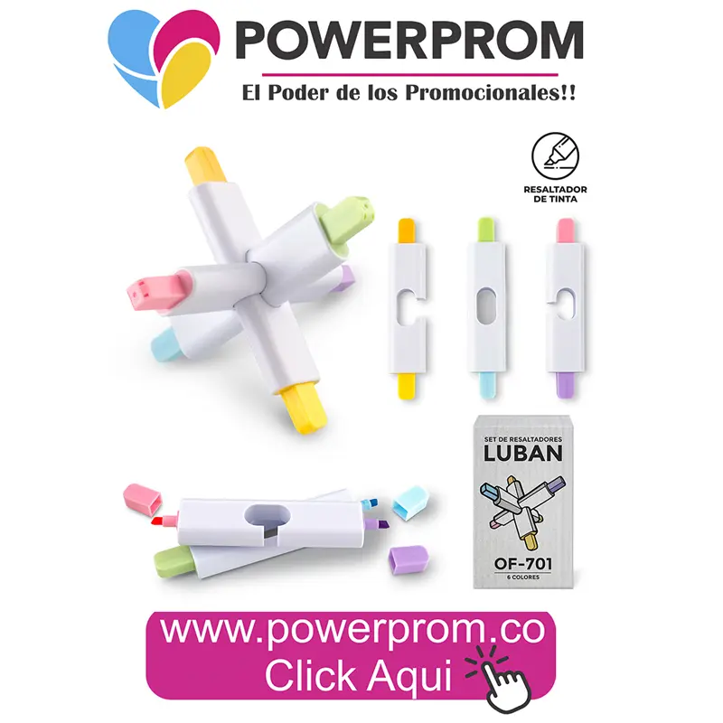 Set de resaltadores Luban personalizados | PowerProm Bogotá