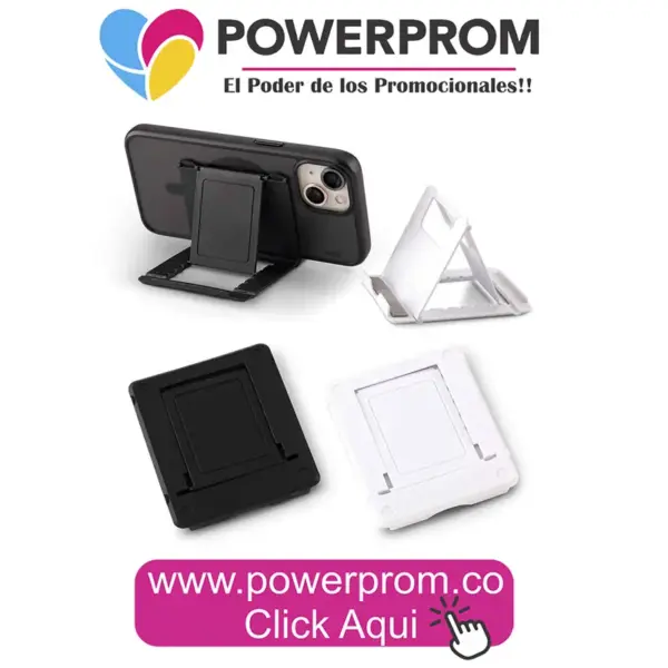 Soporte para móvil Nyro personalizado con logo PowerProm Bogotá y Colombia