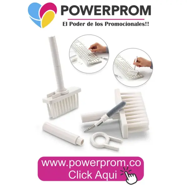 Set de limpieza Tech personalizado con logo PowerProm – productos promocionales tecnológicos Bogotá (Usaquén, Chapinero, Suba, Engativá, Fontibón, Kennedy, Bosa, Tunjuelito, San Cristóbal, Teusaquillo, Puente Aranda, Barrios Unidos, Santa Fe, Antonio Nariño, Rafael Uribe Uribe, Ciudad Bolívar, Candelaria, Sumapaz) y principales ciudades de Colombia.