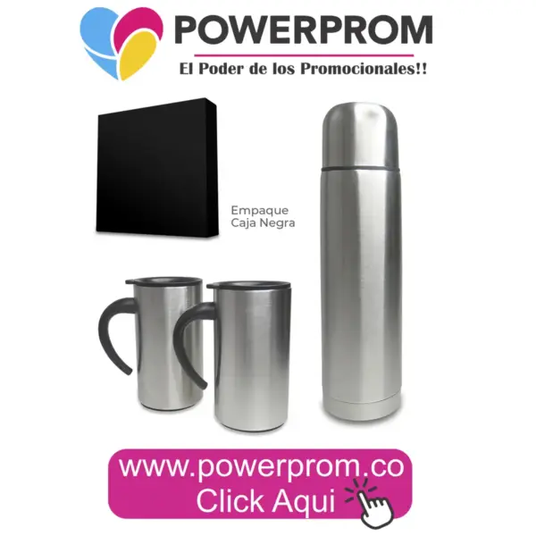 Set de mugs con termo Cascade personalizado PowerProm Bogotá y Colombia