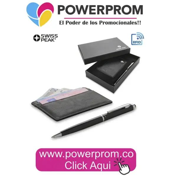 Set Swisspeak con portatarjetas y bolígrafos personalizados PowerProm