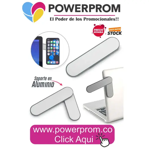 Soporte magnético de aluminio personalizado PowerProm Bogotá y Colombia