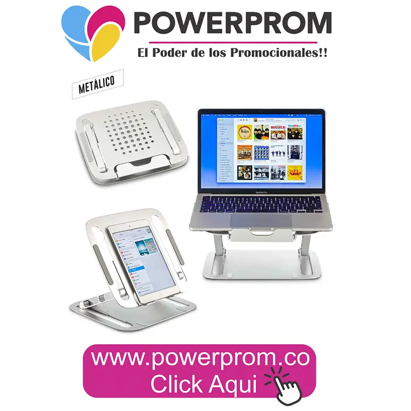 Soporte metálico premium personalizado PowerProm Bogotá y Colombia