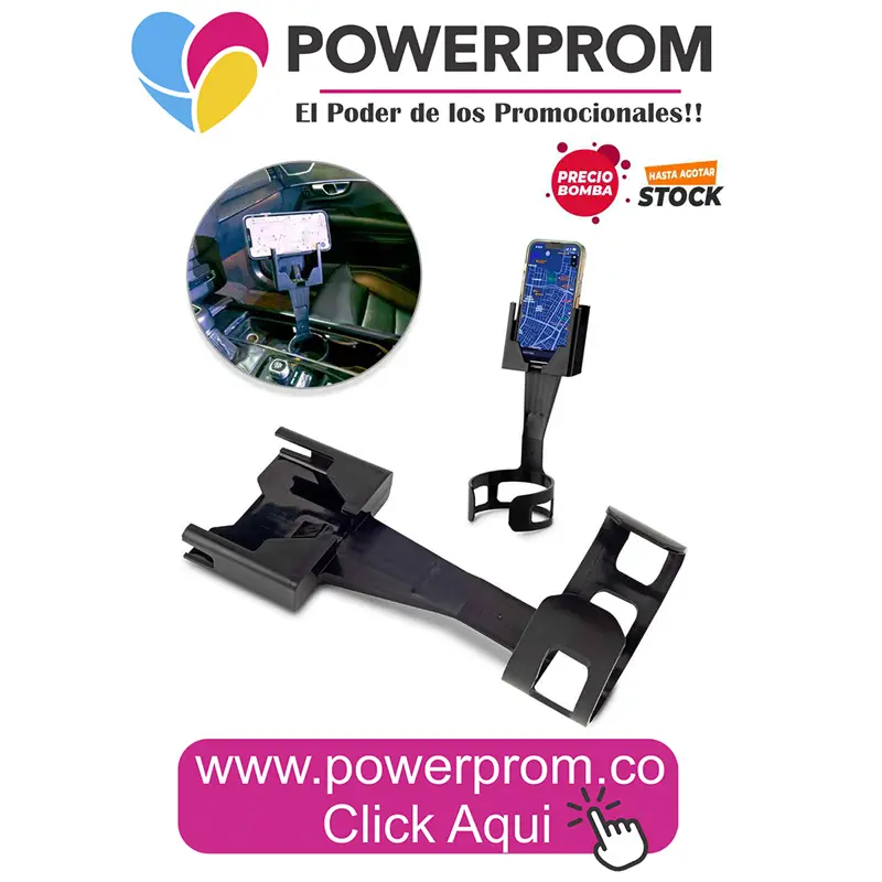 Soporte para móviles Cup personalizado con logo PowerProm Bogotá Colombia