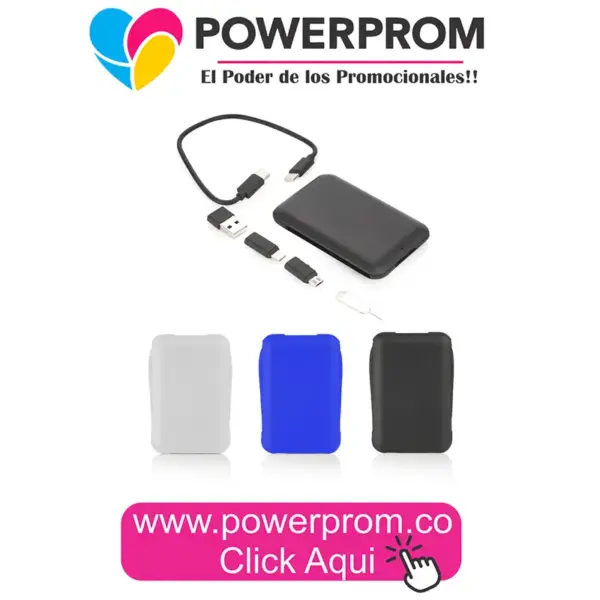 Set de cables Travel TE0662 personalizado con logo PowerProm – productos promocionales tecnológicos Bogotá (Usaquén, Chapinero, Suba, Engativá, Fontibón, Kennedy, Bosa, Tunjuelito, San Cristóbal, Teusaquillo, Puente Aranda, Barrios Unidos, Santa Fe, Antonio Nariño, Rafael Uribe Uribe, Ciudad Bolívar, Candelaria, Sumapaz) y principales ciudades de Colombia.