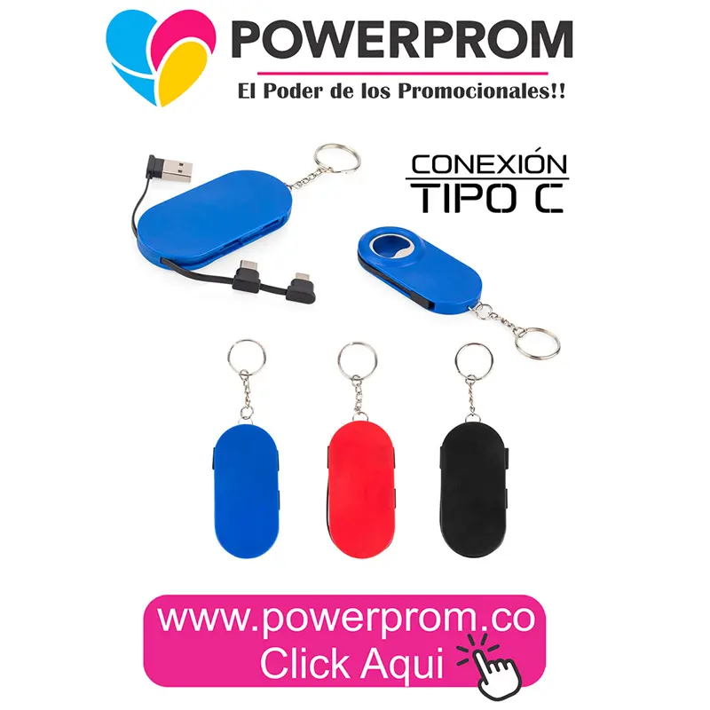 Cable y destapador Open TE0702 personalizado con logo PowerProm – regalos corporativos tecnológicos Bogotá (Usaquén, Chapinero, Suba, Engativá, Fontibón, Kennedy, Bosa, Tunjuelito, San Cristóbal, Teusaquillo, Puente Aranda, Barrios Unidos, Santa Fe, Antonio Nariño, Rafael Uribe Uribe, Ciudad Bolívar, Candelaria, Sumapaz) y principales ciudades de Colombia.