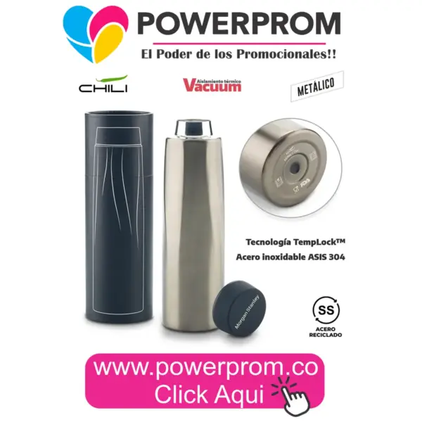 Termo metálico Calypso Chili 500 ml personalizado PowerProm Bogotá y Colombia