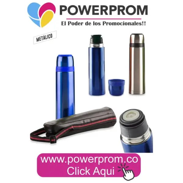 Termo Zeus 500 ml personalizado con logo PowerProm Bogotá y principales ciudades