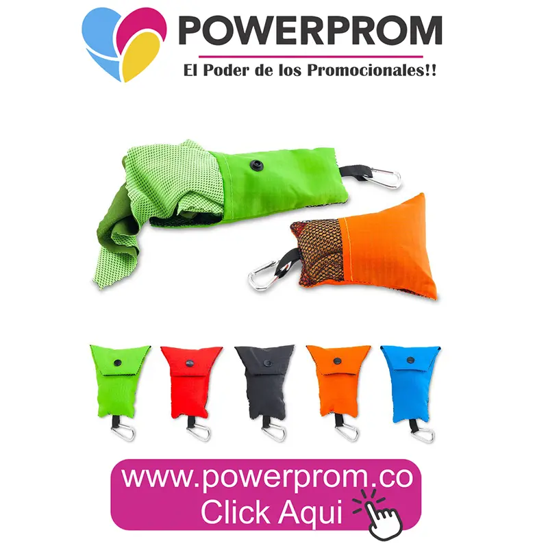 Toalla Cool Sport personalizada con logo PowerProm Bogotá y Colombia
