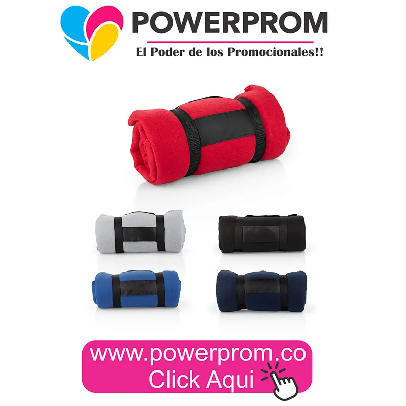 Cobija Viajera Iris personalizada con logo empresarial, cómoda y elegante. Entrega en Bogotá (Usaquén, Chapinero, Suba, Engativá, Fontibón, Kennedy, Bosa, Tunjuelito, San Cristóbal, Teusaquillo, Puente Aranda, Barrios Unidos, Santa Fe, Antonio Nariño, Rafael Uribe Uribe, Ciudad Bolívar, Candelaria, Sumapaz) y ciudades principales de Colombia.