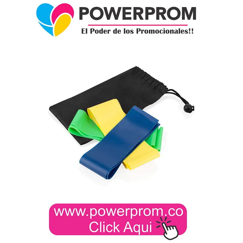 Set de bandas elásticas personalizado con logo para entrenamiento y fisioterapia.